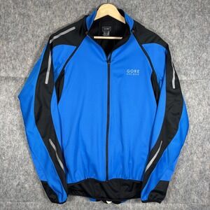 Gore Bike Wear Windstopper Jacket Men's XL BLue Reflective Cycling Softshell